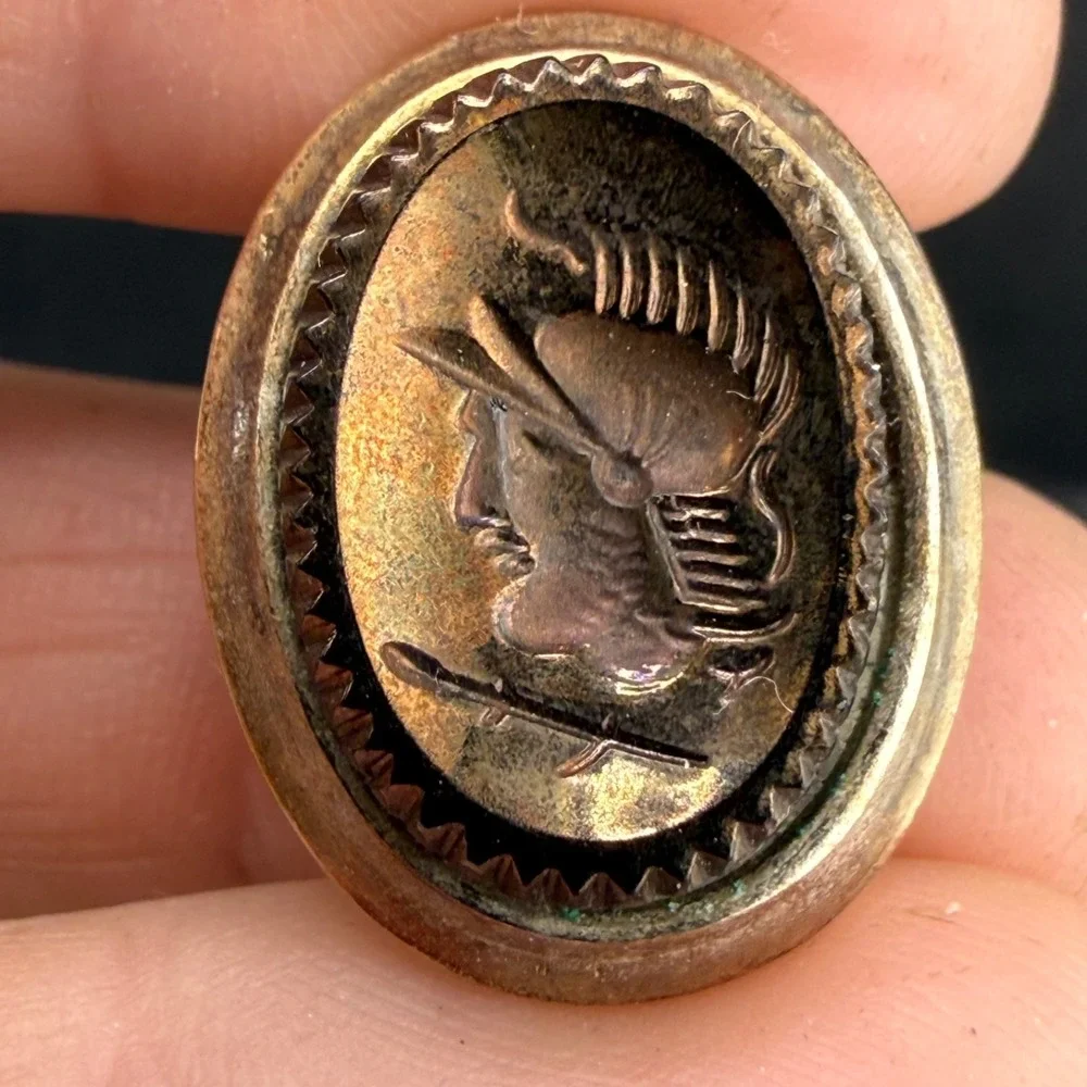 Vintage Roman Soldier Cufflinks Gold‎ Tone Cameo